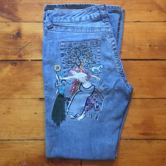 Fluid Jeans Denim - Embroidered Jeans Y2K